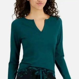 NWT Jenni Split Neck Ribbed Long Sleeve Knit Pajama Top June Bug